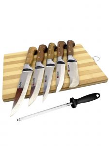 Surmene Original 7-Piece Knife Set including Cutting Board and Sharpening Rod