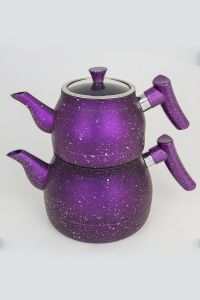 Granite Turkish Teapot Set Purple