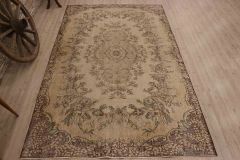 Antique Hand Woven Vintage Carpet - 270x168 - Beige Area Rugs, Wool Area Rugs