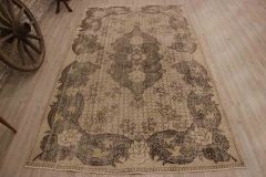 Real Hand Woven Antique Carpet - 266x160 - Grey Area Rugs, Wool Area Rugs