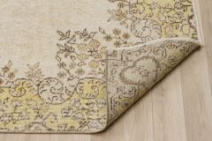 Hand Woven Vintage Carpet Decorating Your Home With Cream Color - 245x160 - Gold Area Rugs, Wool Area Rugs