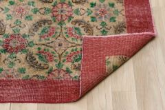 Real Vintage Hand Knitted Carpet With Floral Pattern - 331x224 - Colorful Area Rugs, Wool Area Rugs