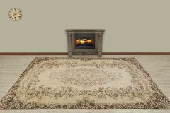 Traditional Pattern Hand Woven Vintage Rug - 259x167 - Brown Area Rugs, Wool Decorative Area Rugs