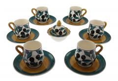 Porcelain Cup Set of 6 - 8x6 - Green Coffee Cups