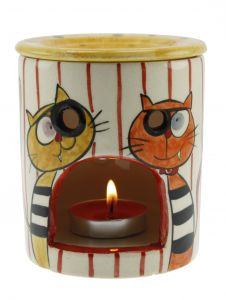 Pirate Cat Decorated Fragrance Oil Burner - 8x8 - Colorful Candle Centerpieces
