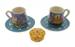 Fun Model Porcelain Cup  Set of 2 - 8x6 - Blue Coffee Cups