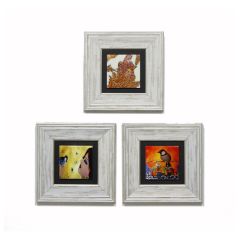Authentic Women and Birds Painting Set - 23x23 - Colorful Wall Decors