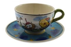 Fishing Cats Single Nescafe Cup - 12x12 - Colorful Coffee Cups
