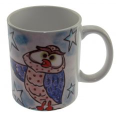 Singing Cheerful Owls Porcelain Mug Cup - 13x13 - Colorful MUGS, Porcelain MUGS
