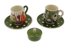 Serenity Green Porcelain Turkish Delight Cup Set of 2 - 8x6 - Green Coffee Cups