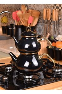 Teapot Set Black - 30x24 - Black Teapots, Enamelware Teapots