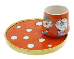 Funnel Cat Decorated Cup - 14x14 - Colorful Coffee Cups