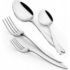 30 Piece Silver Stainless Steel Cutlery Set, Service for 6