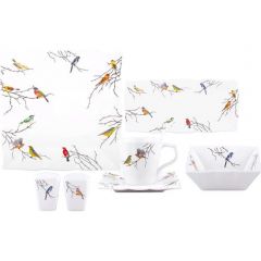 32 Piece Birds and Branches Design Breakfast Set, Service for 6