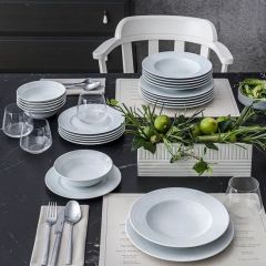 24 Piece Embossed Porcelain Dinnerware Set, Service for 6