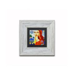 Traditional Amulet and Woman Painting - 23x23 - Colorful Wall Decors