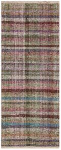 Hand Woven Vintage Rugs With Multicolored Stripes - 200x80 - Colorful Hand Woven Rugs, Wool Hand Woven Rugs