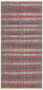 Orange Grey Color Striped Vintage Kilim - 100x200 - Colorful Area Rugs