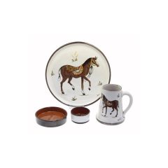 Porcelain Authentic Horse Pattern Set - 30x30 - Colorful Plates, Porcelain Plates | Loftry