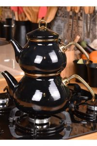 Teapot Set - 30x24 - Black Teapots, Enamelware Teapots