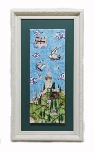 Plastic Authentic Galata Tower Painting - 30x30 - Colorful Wall Decors