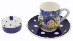Roofer Cat Coffee Cup  3x4 Cm - 6x6 - Blue Coffee Cups