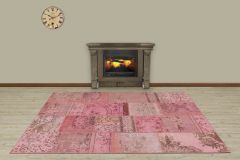 Custom Patchwork Carpet With Unique Beauty - 230x160 - Pink Area Rugs, Wool Area Rugs