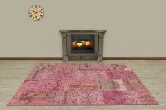 Custom Patchwork Carpet With Unique Beauty - 230x160 - Pink Area Rugs, Wool Area Rugs