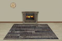 Hand Woven Tumbled Special Patchwork Carpet - 230x160 - Grey Area Rugs, Wool Area Rugs