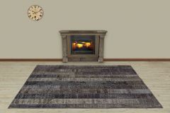 Hand Woven Tumbled Special Patchwork Carpet - 230x160 - Grey Area Rugs, Wool Area Rugs