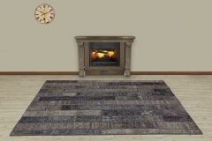 Hand Woven Tumbled Special Patchwork Carpet - 230x160 - Grey Area Rugs, Wool Area Rugs