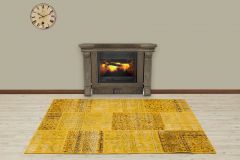 Modern Unique Special Patchwork Carpet - 180x120 - Yellow Area Rugs, Wool Area Rugs