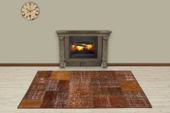 Modern Unique Special Patchwork Carpet - 180x120 - Brown Area Rugs, Wool Area Rugs