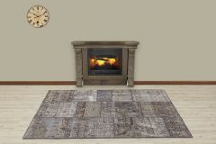 Custom Patchwork Carpet With Unique Beauty - 180x120 - Grey Area Rugs, Wool Area Rugs