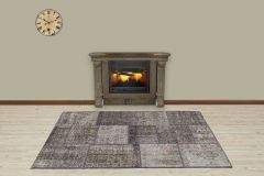 Custom Patchwork Carpet With Unique Beauty - 180x120 - Grey Area Rugs, Wool Area Rugs