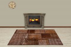 Custom Patchwork Carpet With Unique Beauty - 180x120 - Brown Area Rugs, Wool Area Rugs