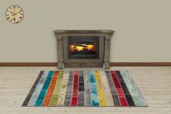 Special Patchwork Hand Woven Carpet  - 180x120 - Colorful Hand Woven Rugs, Wool Hand Woven Rugs