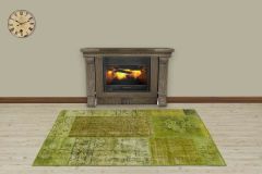 Special Patchwork Hand Woven Carpet  - 180x120 - Green Hand Woven Rugs, Wool Hand Woven Rugs