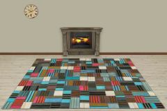 Special Patchwork Hand Woven Carpet  - 230x160 - Colorful Hand Woven Rugs, Wool Hand Woven Rugs