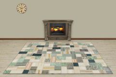 Antiqued Hand Woven Patchwork Carpet  - 230x160 - Colorful Hand Woven Rugs, Wool Hand Woven Rugs