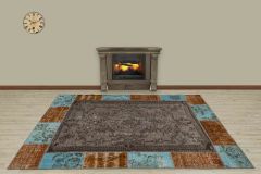 Antiqued Hand Woven Patchwork Carpet  - 230x160 - Colorful Hand Woven Rugs, Wool Hand Woven Rugs