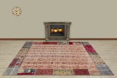 Antiqued Hand Woven Patchwork Carpet  - 240x170 - Colorful Hand Woven Rugs, Wool Hand Woven Rugs