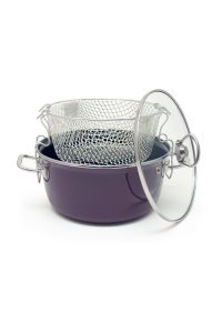 Enamel 22 cm Deep-Fryer Pot (chip pan) With Chrome Handle - Purple