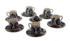 Porcelain Cup Set 6 Pcs - 8x6 - Blue Coffee Cups