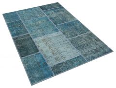 Classic Modern Hand-Knotted Tumbled Patchwork Rug - 120 x 180 cm - Colorful Rugs & Carpets, Wool Rectangular Rugs 