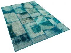 Special Tumbled Hand-Knotted Patchwork Rug - 160 x 230 cm - Colorful Rugs & Carpets, Wool Rectangular Rugs 