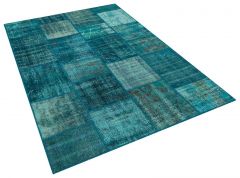 Unique Anatolian Tumbled Patchwork Rug - 160 x 230 cm - Colorful Rugs & Carpets, Wool Rectangular Rugs 