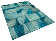 Special Tumbled Hand-Knotted Patchwork Rug - 160 x 230 cm - Colorful Rugs & Carpets, Wool Rectangular Rugs 