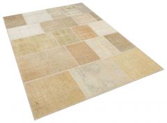 Unique Anatolian Hand-Knotted Tumbled Patchwork Rug - 160 x 230 cm - Colorful Rugs & Carpets, Wool Rectangular Rugs 