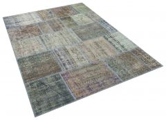 Unique Anatolian Tumbled Patchwork Rug - 160 x 230 cm - Colorful Rugs & Carpets, Wool Rectangular Rugs 